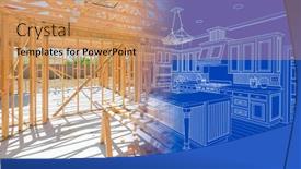  Presentation with construction design - PPT theme having house-construction-framing-gradating background and a coral colored foreground