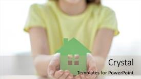  Presentation with helping hands - Colorful theme enhanced with house cutout in cupped hands backdrop and a coral colored foreground