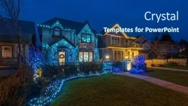 Presentation with night - PPT theme having house-decorated-and-lighted background and a  colored foreground