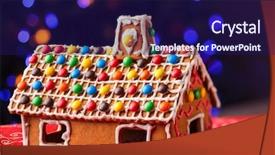  Presentation with gingerbread house decorated colorful candies - Slide set enhanced with house decorated with colorful candies background and a  colored foreground