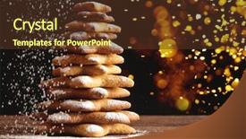  Presentation with christmas blank wooden signboard - Slide set with house decoration - baked gingerbread christmas tree background and a tawny brown colored foreground