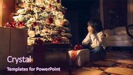  Presentation with tree and child - Amazing presentation theme having house decoration - child sitting near a christmas backdrop and a  colored foreground