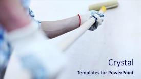  Presentation with anchor - Slide deck featuring house decoration - worker spends anchor roller background and a sky blue colored foreground