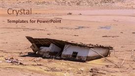  Presentation with mud house - Presentation theme consisting of house-destroyed-by-a-mudslide background and a coral colored foreground