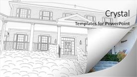  Presentation with corner - Amazing presentation design having house drawing page corner flipping backdrop and a  colored foreground