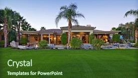  Presentation with house - Cool new PPT layouts with house exterior backdrop and a tawny brown colored foreground