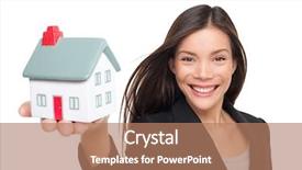  Presentation with real estate - Slide deck featuring real estate agent selling home background and a coral colored foreground