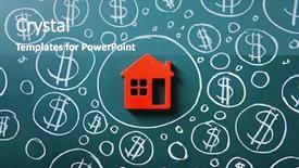  Presentation with dollar - Cool new PPT theme with house figure and painted dollar backdrop and a teal colored foreground