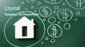  Presentation with dollar - Presentation theme enhanced with house figure and painted dollar background and a ocean colored foreground