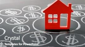  Presentation with dollar - Presentation theme consisting of house figure and painted dollar background and a gray colored foreground