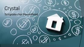  Presentation with dollar - Amazing PPT theme having house figure and painted dollar backdrop and a light blue colored foreground