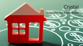  Presentation with dollar - PPT theme with house figure and painted dollar background and a mint green colored foreground