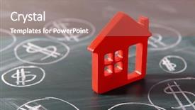  Presentation with dollar - Amazing PPT theme having house figure and painted dollar backdrop and a coral colored foreground