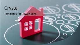  Presentation with dollar - Presentation theme having house figure and painted dollar background and a light blue colored foreground