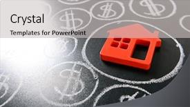  Presentation with dollar - PPT theme having house figure and painted dollar background and a light gray colored foreground