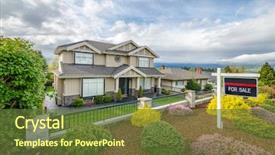  Presentation with real estate - PPT theme having house for sale real estate background and a tawny brown colored foreground