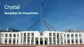  Presentation with parliament - Audience pleasing presentation design consisting of house for the federal government backdrop and a ocean colored foreground