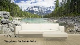  Presentation with questions answers 3d rendering - PPT theme having architectural poster - 3d rendering of a sofa background and a mint green colored foreground