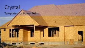  Presentation with house foundation - Presentation theme consisting of house foundation - new home being built background and a light blue colored foreground