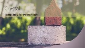  Presentation with green house - Presentation theme having house-from-brick-on-table background and a mint green colored foreground