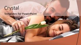 Presentation with good morning couple bed - PPT layouts consisting of house heart - adult attractive couple in bed background and a lemonade colored foreground