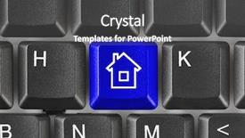  Presentation with key - PPT theme featuring computer keyboard with home key background and a dark gray colored foreground
