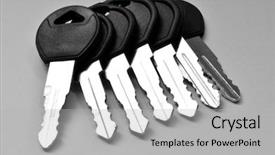  Presentation with keys - Colorful presentation enhanced with house in a pile backdrop and a light gray colored foreground