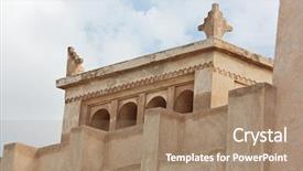  Presentation with bahrain - Presentation theme having house in al muharraq bahrain background and a coral colored foreground