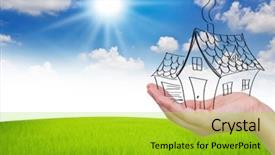  Presentation with build - Slides featuring house in businessman hand background and a  colored foreground