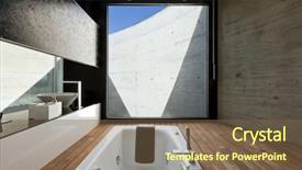  Presentation with cement - Colorful slides enhanced with house in cement interior bathroom backdrop and a tawny brown colored foreground