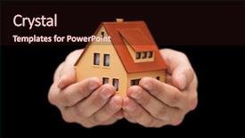  Presentation with black children babies hands - Audience pleasing slide set consisting of house in hands on black backdrop and a  colored foreground