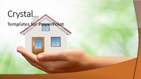  Presentation with green architecture natural marble - Presentation design with house in hands on green background and a white colored foreground