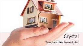  Presentation with white house - Audience pleasing slide deck consisting of house in human hands isolated backdrop and a lemonade colored foreground