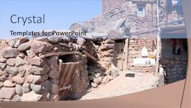  Presentation with ancient iran - Colorful presentation theme enhanced with house-in-kandovan-ancient-iranian backdrop and a light blue colored foreground