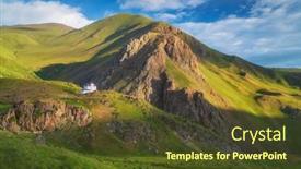  Presentation with green morning - Slide set featuring house-in-mountain-green-valley background and a tawny brown colored foreground