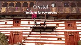  Presentation with old house - Colorful PPT theme enhanced with house in old manali india backdrop and a tawny brown colored foreground