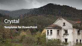 Presentation with gloomy - Audience pleasing theme consisting of house in the mountain forest backdrop and a dark gray colored foreground