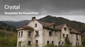  Presentation with house forest - PPT theme with house in the mountain forest background and a gray colored foreground