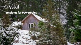  Presentation with house forest - Slides consisting of house in the winter forest background and a tawny brown colored foreground