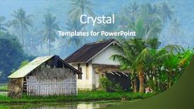  Presentation with house forest - Cool new presentation design with house in tropical forest near pond backdrop and a light blue colored foreground