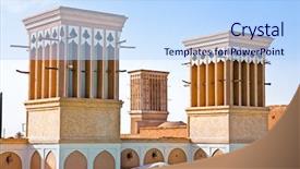  Presentation with iran - Slide deck consisting of house in yazd city iran background and a light blue colored foreground