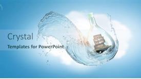  Presentation with floating - PPT theme consisting of house-inside-a-floating-glass background and a sky blue colored foreground