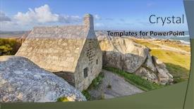  Presentation with village - Colorful theme enhanced with house-inside-the-rocks backdrop and a light blue colored foreground
