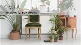  Presentation with house window - Presentation theme enhanced with house-interior-with-chair background and a white colored foreground