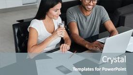  Presentation with young happy couple - Colorful slides enhanced with house investment - image of happy loving young backdrop and a  colored foreground