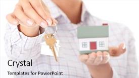  Presentation with real estate investment - Presentation with house investment - young businesswoman real estate agent background and a sky blue colored foreground