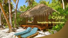  Presentation with maldives independence - PPT layouts featuring house jungle - beach bungalow - maldives vacation background and a tawny brown colored foreground