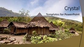  Presentation with village - Cool new presentation theme with house jungle - traditional village in papua indonesia backdrop and a light blue colored foreground