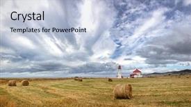  Presentation with lighthouse beacon - PPT theme featuring house keeper - anse a la cabane background and a light blue colored foreground