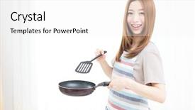  Presentation with apron harvest - Colorful presentation theme enhanced with house keeper - beautiful young woman wearing backdrop and a  colored foreground